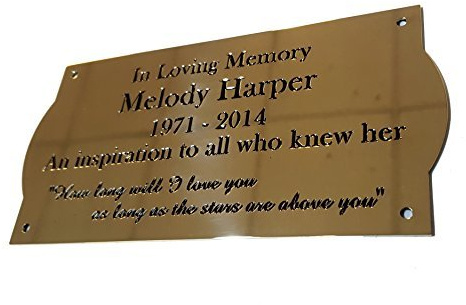 Engraving Studios 4 x 3 Curved Sides solid brass engraved nameplate. Personalised engraved memorial plaque