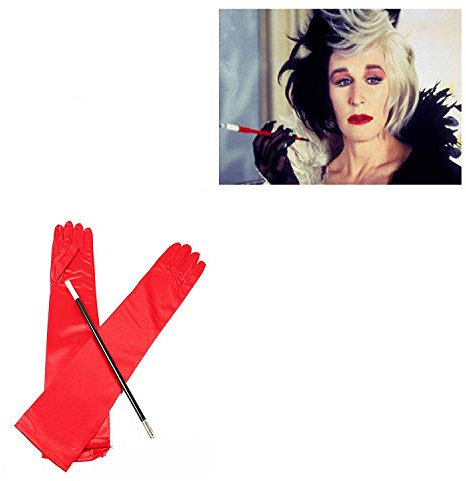 Long Red Gloves and Cigarette Holder Flapper Cruella DeVille 1920s Fancy Dress