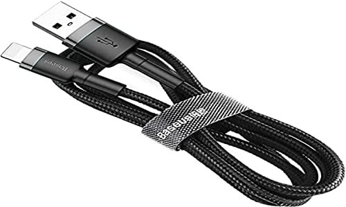 Baseus Cafule - Cable de carga rápida y datos compatible con iPhone X / XS / XR / XS Max, 2.4A, resistencia Kevlar, 50 cm, Gris/Negro