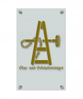 HSK Zunft- Schild - Handwerker-Zeichen, edle Acryl-Kunststoff-Platte mit Beschriftung - Glas- und Gebäudereiniger - in Gold, Silber, schwarz oder weiß - 309406 Farbe Silber