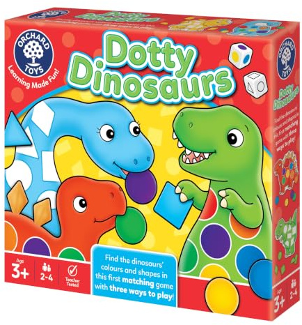 Orchard Toys Dotty Dinosaurs, Colour and Shape Game for Children, 2 Games in 1, Perfect for Ages 3+, Educational Toy