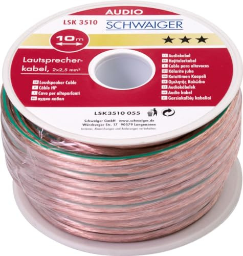 Schwaiger Lautsprecherkabel, 2x2,5mm², transparent, 10m