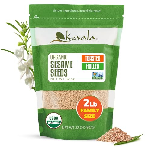Kevala Organic Toasted Sesame (Hulled) - 2 lb, Gluten Free Roasted Sesame