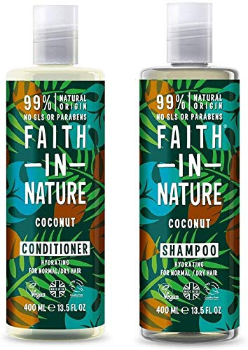 Faith In Nature Coconut Shampoo 400ml and Conditioner 400ml Duo | Vegan | No Cruelty | 99% Natural Fragrance | No From SLS or Parabens