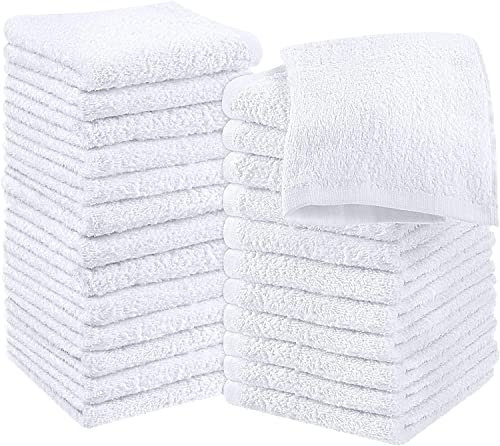 Face Cloths Baby Wash Cloths (Pack of 12)- 60 x 60 cm Face Flannels Thick White Flannels Face Cloth - Reusable face Towels/Terry Nappies for Babies, Face & Body Cleaning.