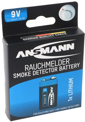 Ansmann Lithium Batterie für Rauchmelder 9V E-Block speziell für Rauchwarnmelder
