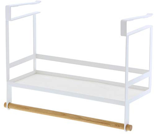 YAMAZAKI 3498 TOSCA Unterregal-Gewürzregal, weiß, Stahl/Holz, minimalistisch, 32.5 x 12.5 x 24.5 cm