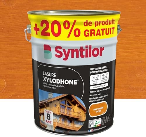 Syntilor - Lasure Xylodhone® Ultra Hautes Performances 8 Ans Pin d'Orégon Satiné 5L+20%