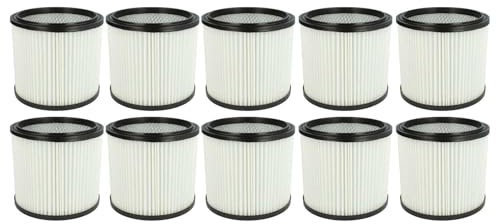 vhbw 10x Faltenfilter kompatibel mit Aqua Vac 6160 P dustri, 3000 Plus, 5000 Plus, 6160 F, 620, 1000, 2000 Plera Staubsauger - Patronenfilter, Weiß