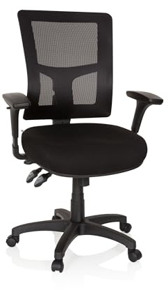 hjh OFFICE 760006 Bürodrehstuhl Impact PRO Netzstoff Schwarz Drehstuhl mit Verstellbarer Rückenlehne