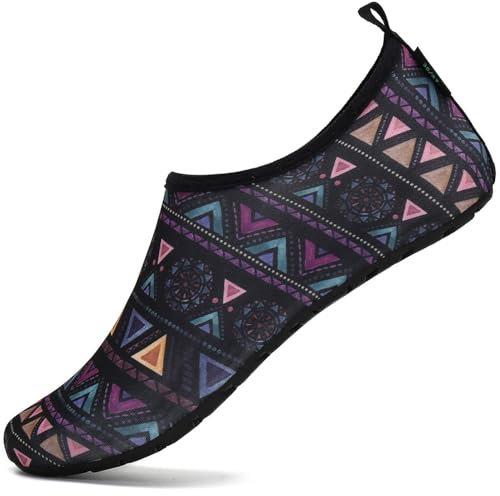 SAGUARO Badeschuhe Wasserschuhe Neoprenschuhe Damen Herren Schwimmschuhe Damen Strandschuhe Surfschuhe Aquaschuhe Barfuß Schuhe, Violett 46/47