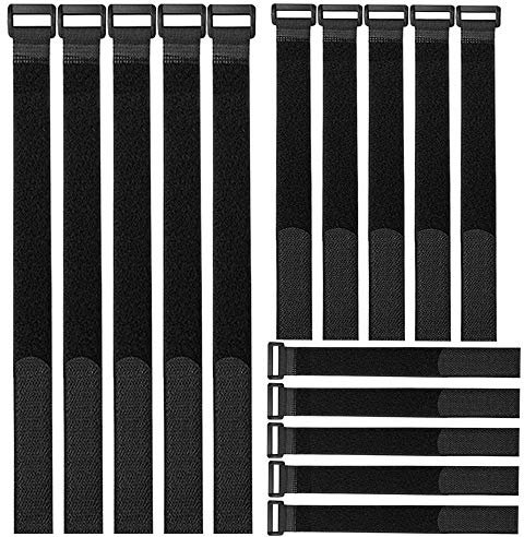 QitinDasen 30 Pezzi Nero Nylon Stringicavo Fascette Set, Cinghie Cavi Riutilizzabili, Fascette Fermacavi Regolabili con Gancio e Passante (20 cm/30 cm/40 cm)