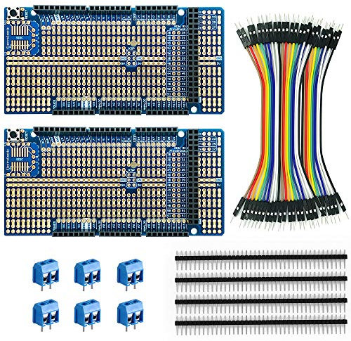 ElectroCookie Arduino Mega Prototype Shield Board Kit, Proto PCB de expansión de Bricolaje apilable para Arduino Mega 2560 R3 (Paquete de 2)