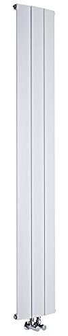 Milano Skye White Vertical Single Flat Panel Aluminium Radiator - 1800mm x 280mm
