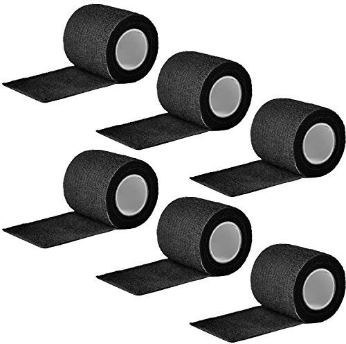 6 Rolls Tattoo Grip Wrap - Disposable Self Cohesive Bandage Tape for Tattoo Machine Grip Accessories (2, Black)