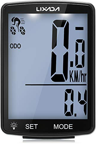 Lixada Computer da Bicicletta Senza Fili Multifunzionale Schermo LCD da 2,8 Pollici Contachilometri Bici IPX6 Impermeabile Temperatura Misurabile con Staffa per Il Ciclismo