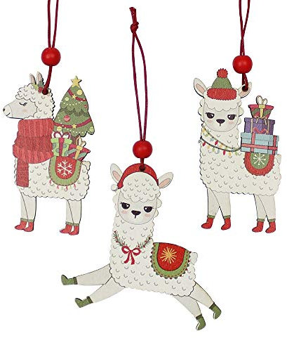 ZZXXYY Christbaumschmuck 3Pcs Holz Alpaka-Weihnachts Anhänger Ornaments Weihnachtsbaum Dekoration Hängen for Dekor nach Hause Spielzeug Kinder