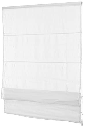Ventanara® Fenster Raffrollo tageslicht Raffgardine Faltvorhang Montage ohne Bohren inklusive Klemmträger (120 x 130 cm, Weiss Blickdicht)