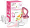Luxior Fruchtsauger Baby Set rosa/violett | 2 Fruchtsauger für Baby + 6 Aufsätze | Schnuller zum Befüllen mit Obst, Gemüse & Baby Essen | Fruchtsauger Baby ab 3 Monate | BPA-freie Zahnungshilfe