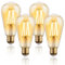 FLSNT LED Edison Bulb,ST64 E27 Screw 7W Dimmable Filament Light Bulb 60W Equivalent,Vintage 2700K Soft White,Amber Glass,4 Pack