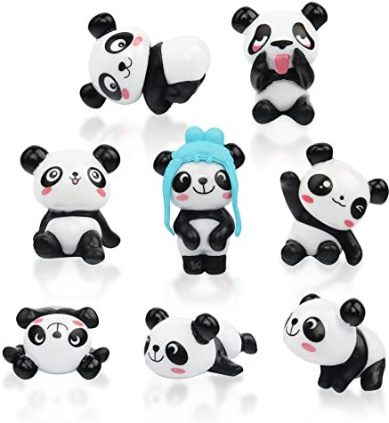 Gxhong Panda Cake Topper, 8 Stück Mini Panda Figuren Panda Geburtstag Cupcake Topper Cartoon Tier Kuchen Topper Panda Geburtstag Deko für Kinder Panda Bonsai Ornamente,für Panda Thema Geburtstags