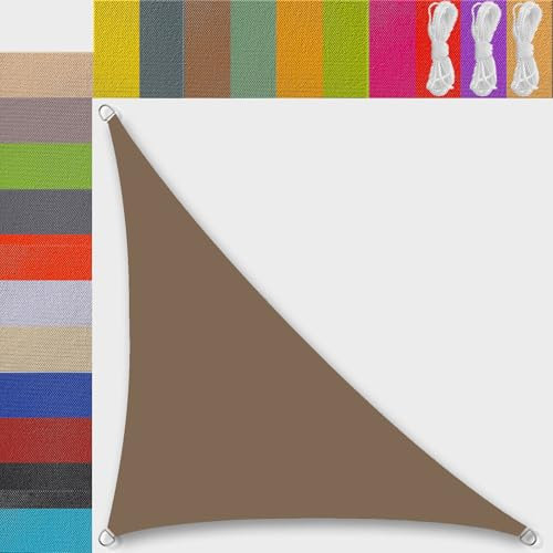 vela 2x2x2.8m triangolare esterno impermeabile PES piccola 98% Anti UV telo tenda da sole da giardino esterno balcone patio feste balconi Marrone