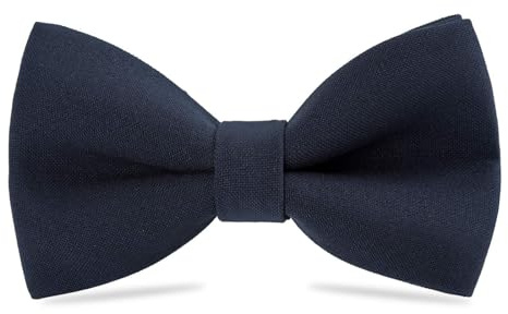 WELROG Classic Pre-Tied Bow Tie for Children & Adults Solid Color Adjustable Bowtie Gabardine Material (Dark Navy blue, M (6-18 Years))