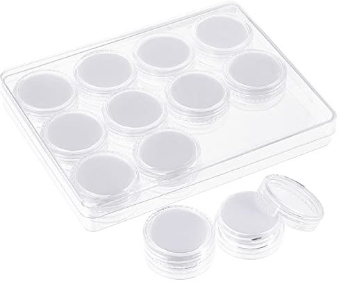 NBEADS 12 Stück Diamant Edelstein Schaukasten, Acryl Perlen Aufbewahrungsbehälter Kunststoff Schmuck Display Box Edelstein Vitrin Mit Schaumstoffmatte Für Bare Stone Nackter Diamant Münzen, Weiß