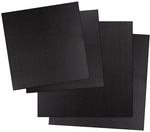 Kalolary Placa de Fibra de Carbono, 100% 3K Fibra de Carbono Placa de Placa de Fibra de Carbono de Alta Dureza Epoxy Fibra de Vidrio Suministros de Artesanía (Plano, 240 * 240 * 3mm)