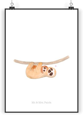 Mr. & Mrs. Panda Poster Faultier Kind DIN A5 - Geschenk, Mutter, Wanddeko Bild, Wandposter, Wanddeko, Kunstdruck, mom-life, Faultier Geschenk,