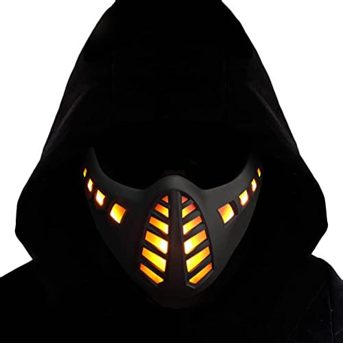 Demi-Masque De Protection Tactique Airsoft Demi-Masque LED Cyberpunk, Eclairage LED, Cosplay d'halloween, Accessoires De Fête Costumée Et De Film