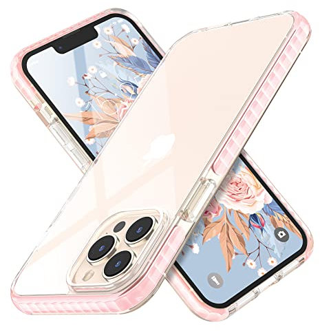MATEPROX Coque Clair Compatible avec iPhone 14 Pro Coque Housse de Protection TPU+TPE Bumper, Ultra Mince Anti-Jaune Antichoc Cover Coque pour iPhone 14 Pro 6,1'' 2022-Rose