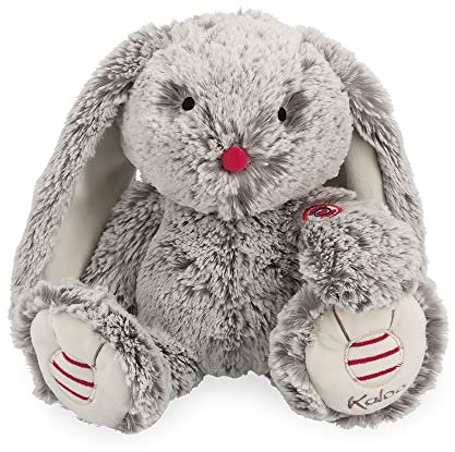 KALOO - Rouge Peluche Musicale Lapin Léo Gris Prestige 31 cm - Peluche en Fourrure Douce - Doudou Lapin Grandes Oreilles - Mélodie Toyland - Pattes Lestées - Dès la Naissance, K223005