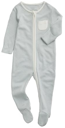 MORI Baby Zip-Up Sleepsuit In Bamboo & Organic Cotton, Multiple Sizes | Nickel-free front poppers ensure quick, safe changes, with built-in feet and a soft finish for overnight comfort.