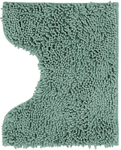 Poligono Tappeto Bagno Microfibra, Tappeto Pelo,Tappetini per Water Forma U 40X50 cm, Morbido, Antiscivolo,VERDE ACQUA