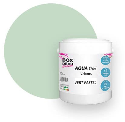 BOX DECO COULEURS Peinture murale acrylique aspect velours Aqua Déco - 2,5L, Vert Pastel