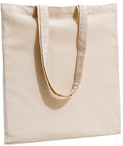 Carrywell Nicht in China hergestellt: Baumwoll-Leinen-Tragetaschen, blanko, wiederverwendbare Einkaufstaschen, Bio-Tuch, Siebdruck und DIY, Natürlich, 24 pack, Economy-Tragetasche