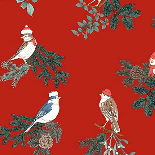 Wachstuch Meterware - Breite 140 cm - Vögel - Rot - Rot