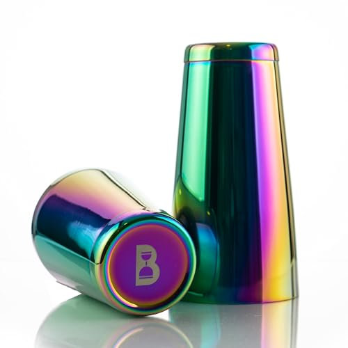 Stainless Boston Cocktail Drink Shaker Set | The Perfect Barware Bar Tool to Your Bartender Kit | Rainbow Chrome Finish Weighted 28 oz Shaker Cup and 18 oz Cheater Tin for Mixing at Home Cocktails