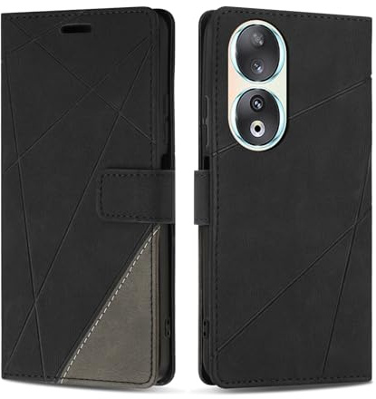 SONWO Cover per Honor 90, Flip Caso in PU Pelle Case Cover Custodia con Slot per Schede e Supporto Stand per Honor 90, Nero