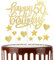 mciskin Happy 50th Birthday Cake Toppers - Gold Glitter Heart Stars for Women's 50th Birthday Cake Decorations