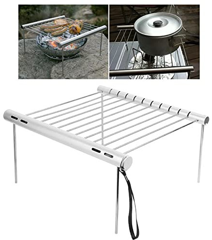 Topyond Edelstahl-Holzkohlegrill, Holzkohlegrill Picknickgrill,BBQ Barbecue Grill, Portable Tragbarer Klappgrill Zum Kochen, Camping,Wandern, Picknick, Terrasse, Garten,Camping Grill Klappbar