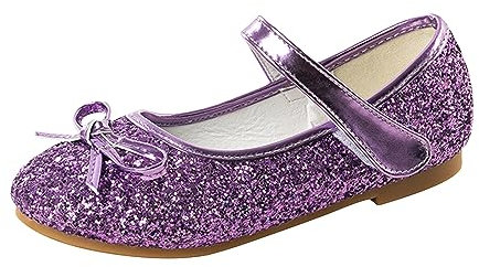 Bling - Scarpe da principessa da ragazza, elegante, con tacco alto, per ginnastica, yoga, ballerina, per bambini, con perle e brillantini, antiscivolo, Lilla, 31 cm EU