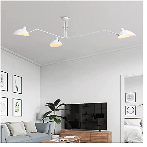 LUOYAOB Modern Pendelleuchte 3-Arms große moderne Kronleuchter, Mitte des Jahrhunderts Eisenheizenlampe, verstellbare Lampenkopf Decke Hängende Leuchte for Wohnzimmer Schlafzimmer Esszimmer Café