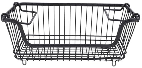Panier de Congélateur, Organisateur de Congélateur Coffre Empilable de Grande capacité, Peu Encombrant avec Poignée Pliable pour Garde-Manger, Armoire, Maison, Salle de Bain,