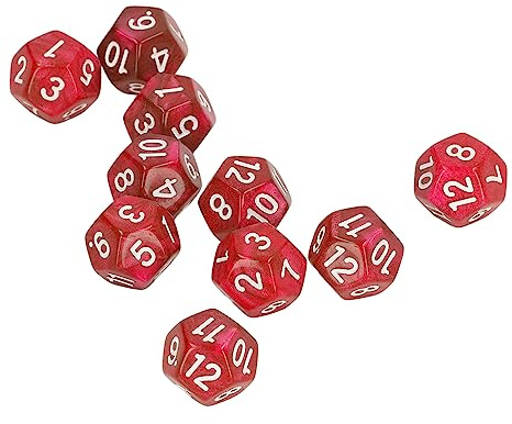 40 Dadi a 12 Facce Trasparenti - Impermeabili Antiossidanti, per Didattica Matematica/DND (Rosso)