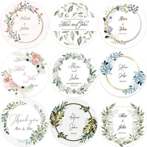 Personalisierte Hochzeitsaufkleber für Hochzeiten, personalisierte Hochzeitsaufkleber, Partyzubehör, 3 cm, 100 Stück
