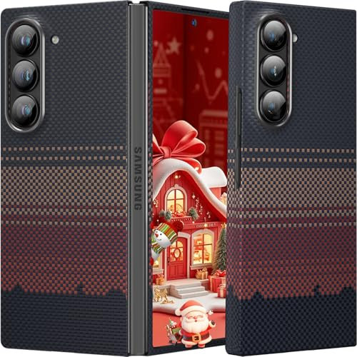 memumi Carbon Hülle für Galaxy Z Fold 6, 0,5 mm Superdünne, Hülle aus echter Aramidfaser [100% Aramidfaser] mit Fallschutz in Militärqualität für Galaxy Z Fold 6 - Nachglühen