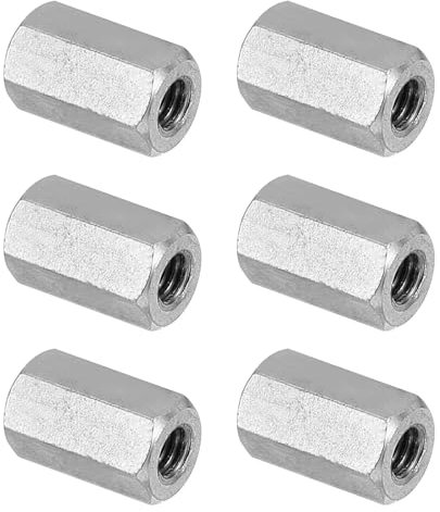 PATIKIL Tuercas de Acoplamiento Hexagonales de Acero Inoxidable 304 M4 x 0.7-Pitch, 6Pcs 12mm/0.5 Largo Tuercas de Acoplamiento de Varilla Roscada Completamente Roscadas, Tono Plateado