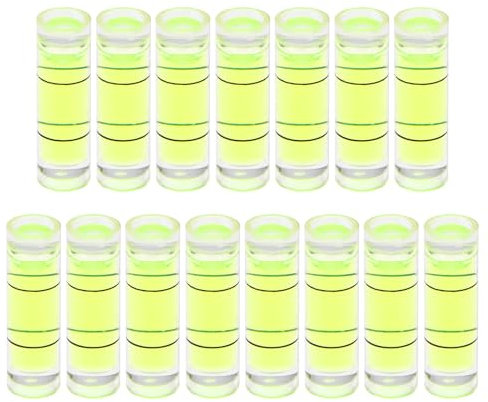 sourcing map 15pcs Small Cylindrical Bubble Level Vials 6x20mm PMMA Mini Horizontal Bubble Spirit Level Measuring Layout Tools for RV TV Picture Frame Hanging Tool Leveler